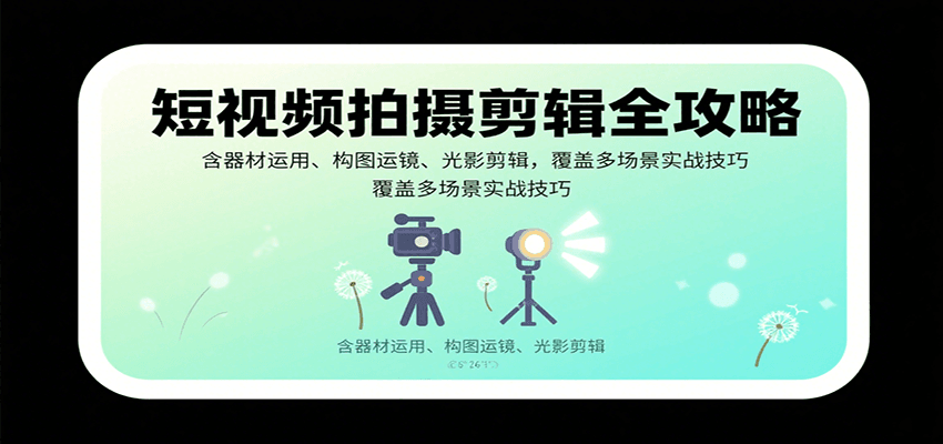 短视频拍摄剪辑全攻略:含器材运用、构图运镜、光影剪辑,覆盖多场景实战技巧-心语项目网