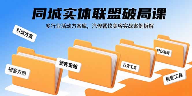 同城实体联盟破局课，多行业活动方案库，汽修餐饮美容实战案例拆解-心语项目网