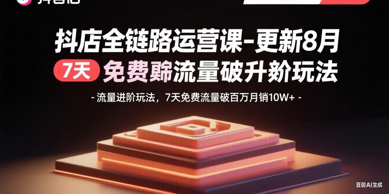 抖店全链路运营课-更新8月：流量进阶玩法，7天免费流量破百万月销10W+-心语项目网