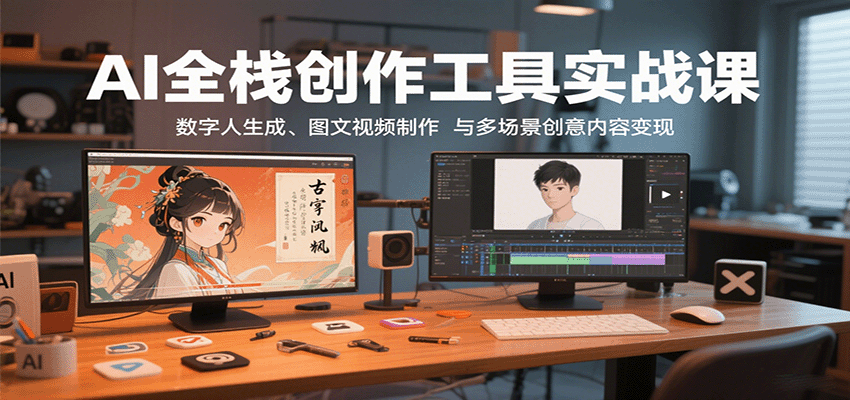 AI全栈创作工具实战课:数字人生成、图文视频制作与多场景创意内容变现-心语项目网