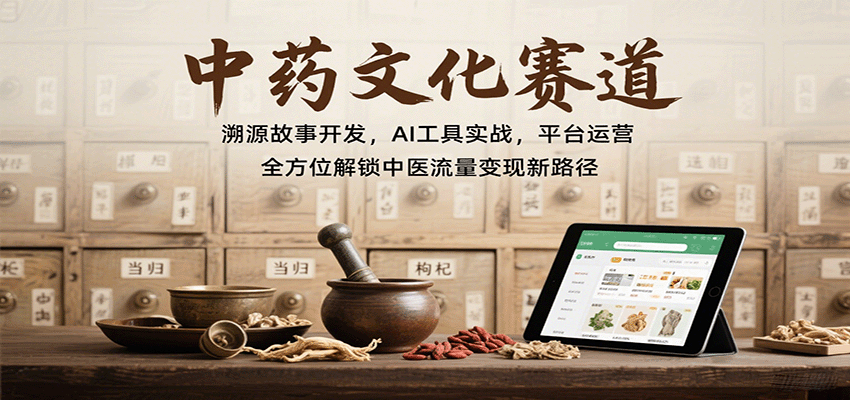 中药文化赛道:溯源故事开发,AI工具实战,平台运营,全方位解锁中医流量变现新路径-心语项目网