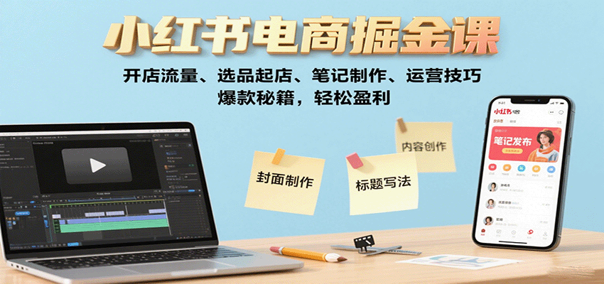 小红书电商掘金课:开店流量、选品起店、笔记制作、运营技巧,爆款秘籍,轻松盈利-心语项目网