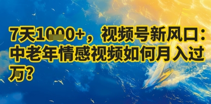 7天收益1k+，视频号新风口：中老年情感视频如何月入过W?-心语项目网