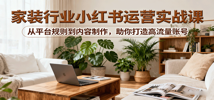 小红书家装行业运营实战课:从平台规则到内容制作,助你打造高流量账号-心语项目网
