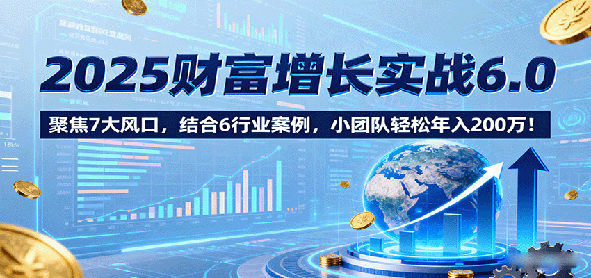 2025财富增长实战6.0,聚焦7大风口,结合6行业案例,小团队轻松年入200万!-心语项目网