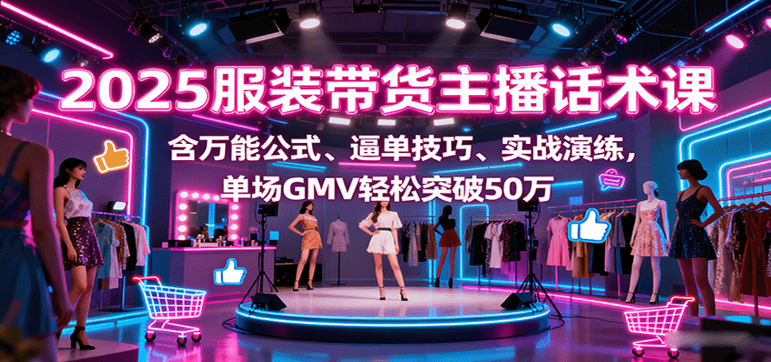 2025服装带货主播话术课,含万能公式、逼单技巧、实战演练,单场GMV轻松突破50万-心语项目网