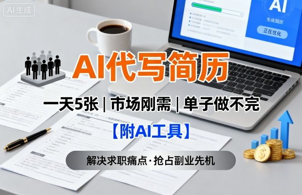 AI代写简历，一天5张，今年找工作难，市场刚需，单子做不完【附AI工具】-心语项目网