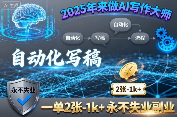2025年来做AI写作大师，自动化写稿，一单2张-1k+，永不失业副业-心语项目网
