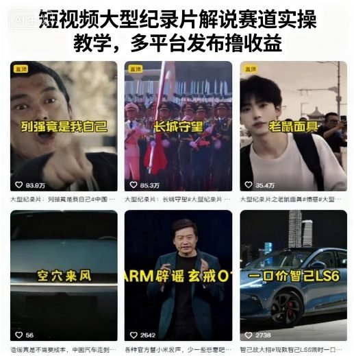 短视频大型纪录片解说赛道实操教学，多平台发布撸收益-心语项目网