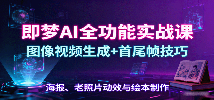即梦AI全功能实战课:图像视频生成+首尾帧技巧,海报、老照片动效与绘本制作-心语项目网
