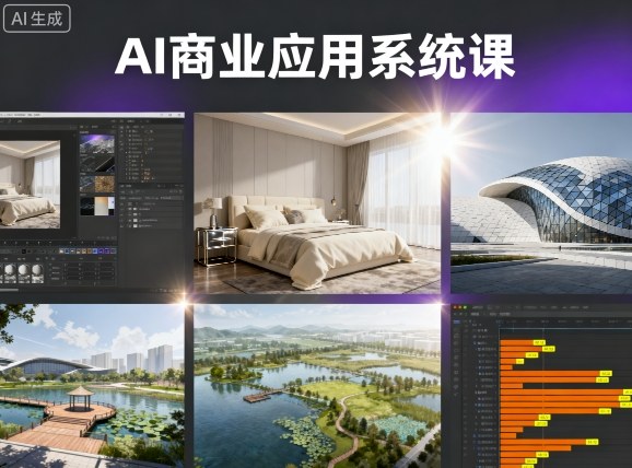 AI商业应用系统课，室内-软装-建筑-景观，智能设计+效果图+动画画实战-心语项目网