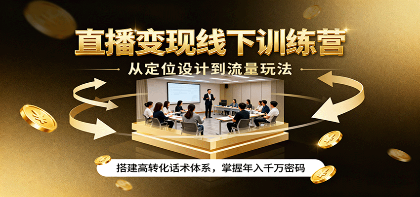 直播变现线下训练营，从定位设计到流量玩法，搭建高转化话术体系，掌握年入千万密码-心语项目网