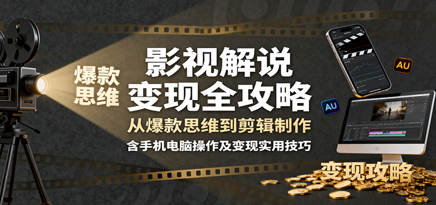 影视解说变现全攻略：从爆款思维到剪辑制作，含手机电脑操作及变现实用技巧-心语项目网
