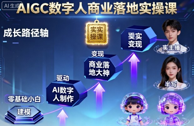 AIGC数字人商业落地实操课，从零基础小白到AI数字人大神-心语项目网