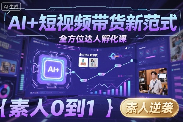 AI+短视频带货新范式全方位达人孵化课，素人也可以从0到1，全方位认知短视频带货-心语项目网