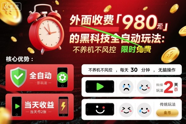 外面收费980的黑科技全自动玩法，不养机不风控，每天30分钟，无脑操作，当天收益2张【揭秘】-心语项目网