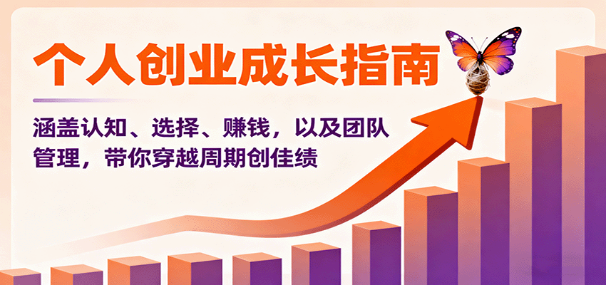 个人创业成长指南：涵盖认知、选择、赚钱，以及团队管理，带你穿越周期创佳绩-心语项目网
