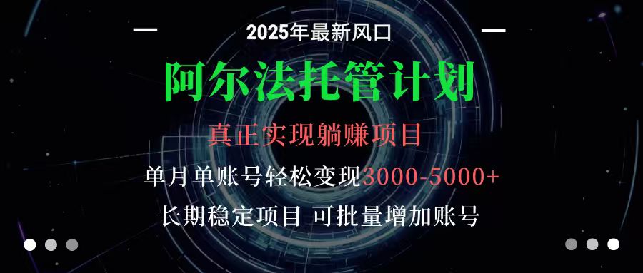 阿尔法托管计划 单账号月入3000-5000,长期稳定项目,新手小白轻松上手-心语项目网