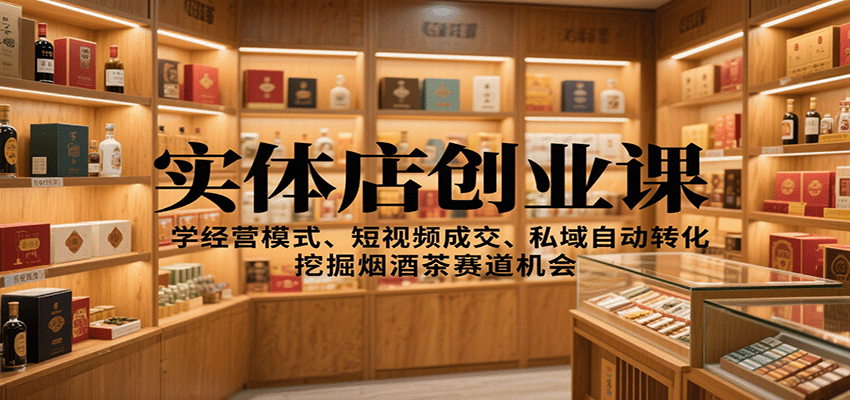 实体店创业课：学经营模式、短视频成交、私域自动转化，挖掘烟酒茶赛道机会-心语项目网