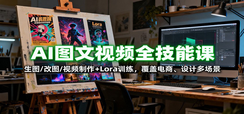 AI图文视频全技能课:生图/改图/视频制作+Lora训练,覆盖电商 、设计多场景-心语项目网