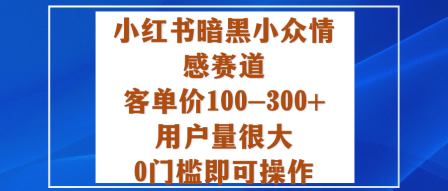 小红书暗黑小众情感赛道，客单价100-300+用户量很大，0门槛即可操作-心语项目网