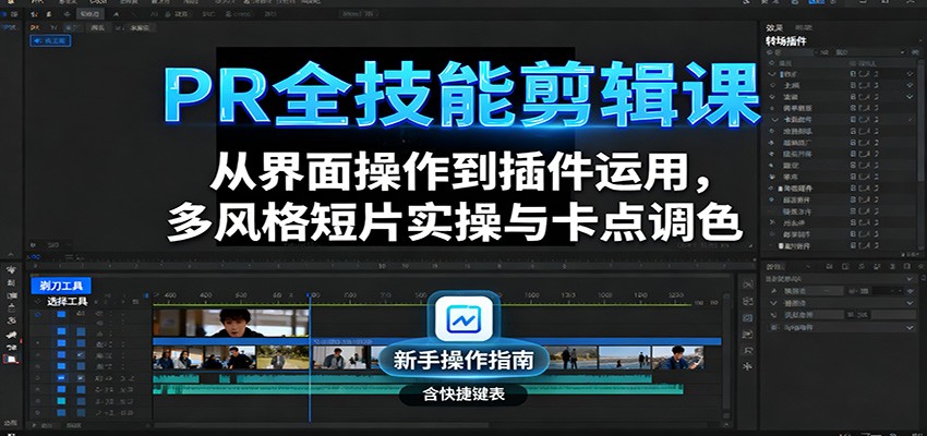 PR全技能剪辑课：从界面操作到插件运用，多风格短片实操与卡点调色-心语项目网