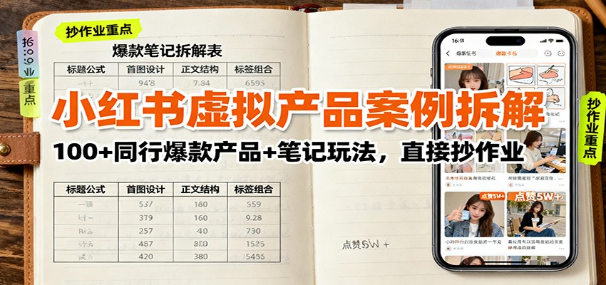 小红书虚拟产品案例拆解:100+同行爆款产品+笔记玩法,直接抄作业-心语项目网