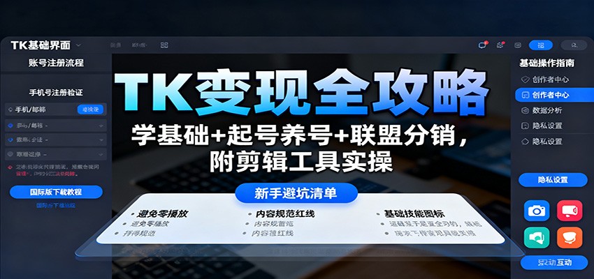 TK变现全攻略:学基础+起号养号+联盟分销,附剪辑工具实操-心语项目网