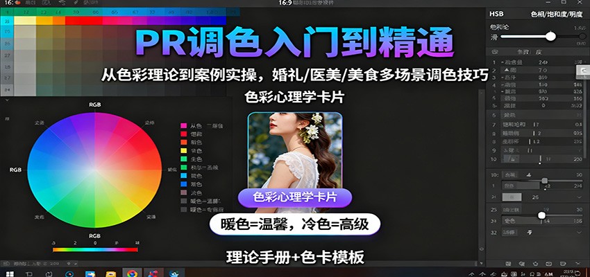 PR调色入门到精通:从色彩理论到案例实操,婚礼/医美/美食多场景调色技巧-心语项目网
