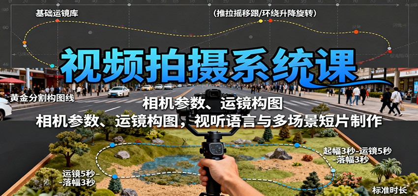 视频拍摄系统课:相机参数、运镜构图,视听语言与多场景短片制作-心语项目网