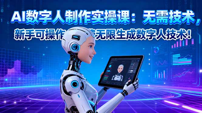 AI数字人制作实操课：无需技术，新手可操作，免费无限生成数字人技术！-心语项目网