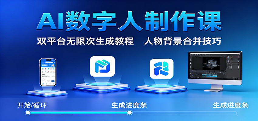 AI数字人制作课:双平台无限次生成教程,人物背景合并技巧-心语项目网