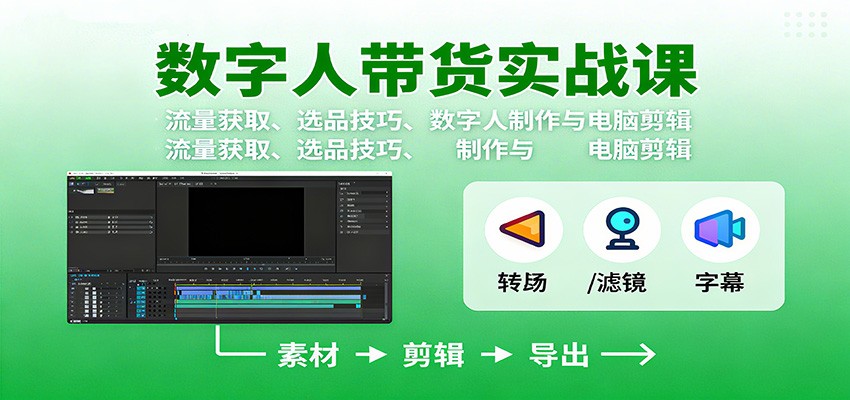 数字人变现实战课：流量获取、选品技巧、数字人制作与电脑剪辑-心语项目网