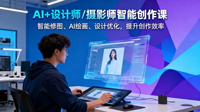 AI+设计师/摄影师智能创作课:智能修图、AI绘画、设计优化,提升创作效率-心语项目网