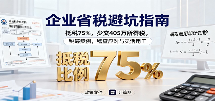 企业省税避坑指南:抵税75%,少交405万所得税,税筹案例,稽查应对与灵活用工-心语项目网