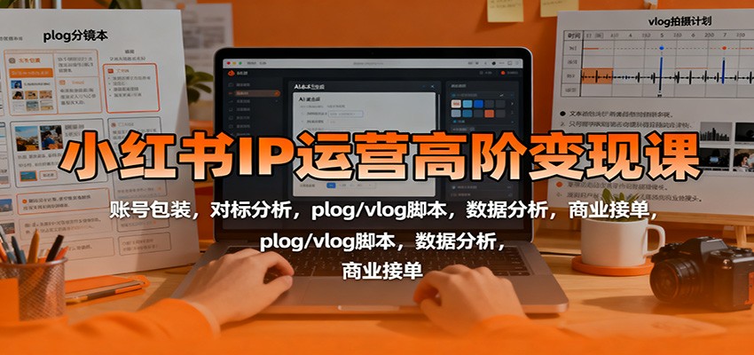 小红书IP运营高阶变现课:账号包装,对标分析,plog/vlog脚本,数据分析,商业接单-心语项目网