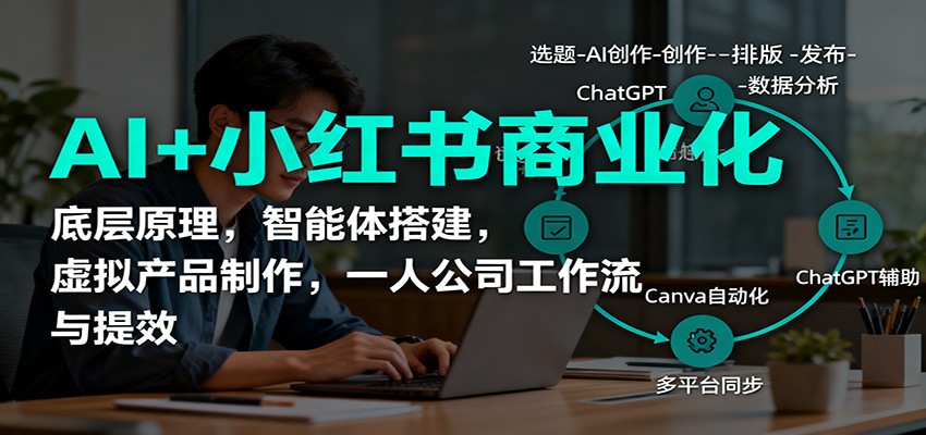 AI+小红书商业化,底层原理,智能体搭建,虚拟产品制作,一人公司工作流与提效-心语项目网