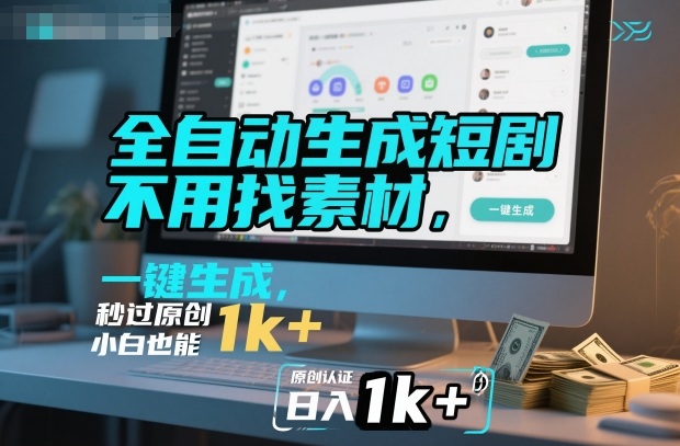 全自动生成短剧，不用找素材，不用剪辑，一键生成，秒过原创，小白也能轻松日入1k+【揭秘】-心语项目网