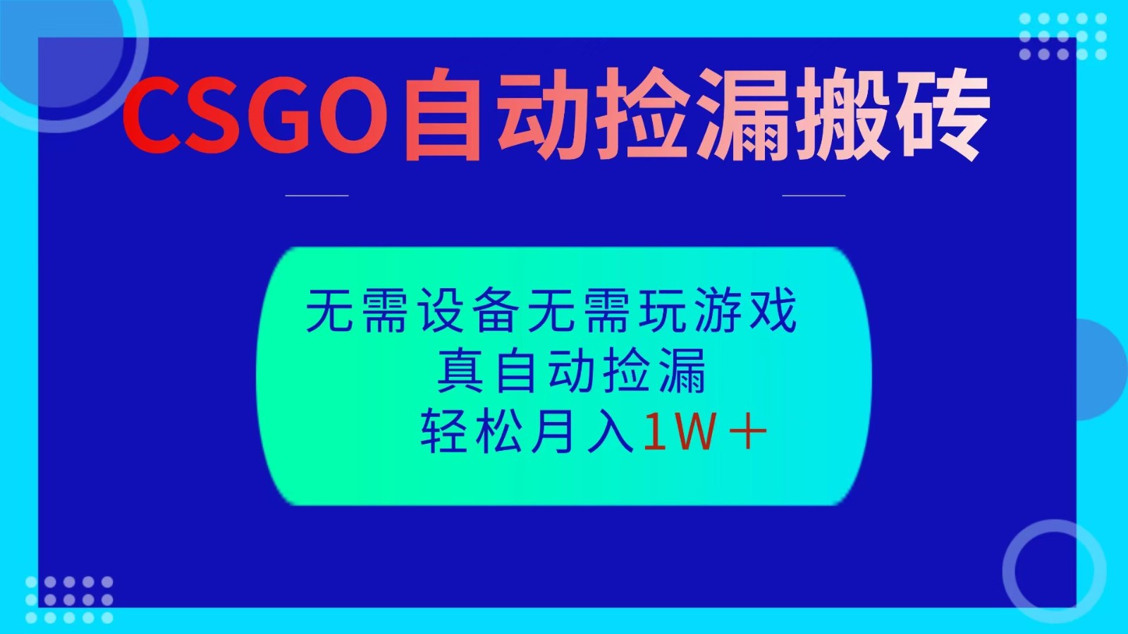 CSGO自动捡漏搬砖，当天操作当天见结果，无需了解游戏，包教包会包落地-心语项目网