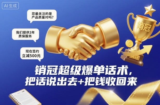 销冠超级爆单话术，把话说出去+把钱收回来-心语项目网