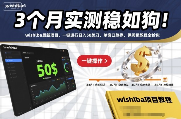 3个月实测稳如狗！wishlba最新项目，一键运行日入50美刀，单窗口躺挣，保姆级教程全给你【揭秘】-心语项目网