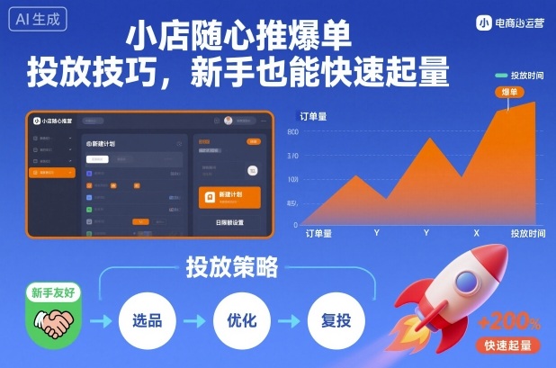 小店随心推爆单投放技巧，新手也能快速起量-心语项目网