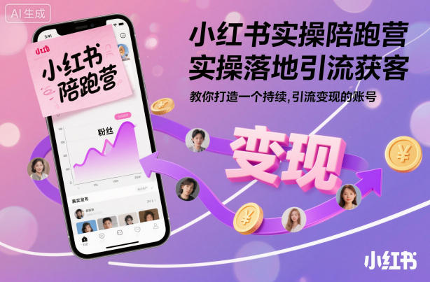 小红书实操陪跑营，实操落地引流获客，教你打造一个持续引流变现的账号-心语项目网
