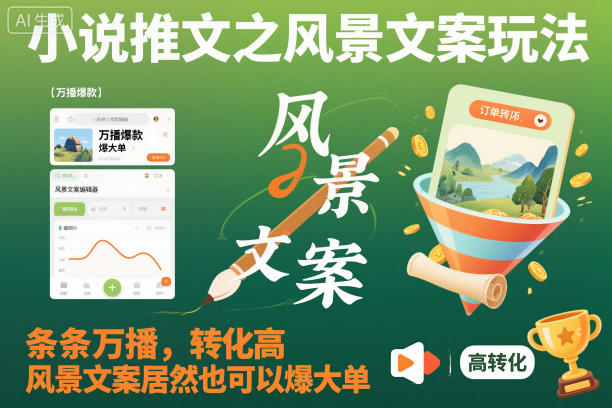 小说推文之风景文案玩法，条条万播，转化高，风景文案居然也可以爆大单！-心语项目网