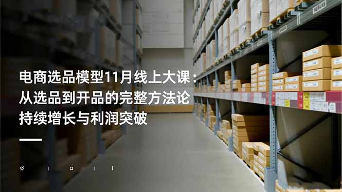 电商选品模型11月线上大课：从选品到开品的完整方法论 持续增长与利润突破-心语项目网