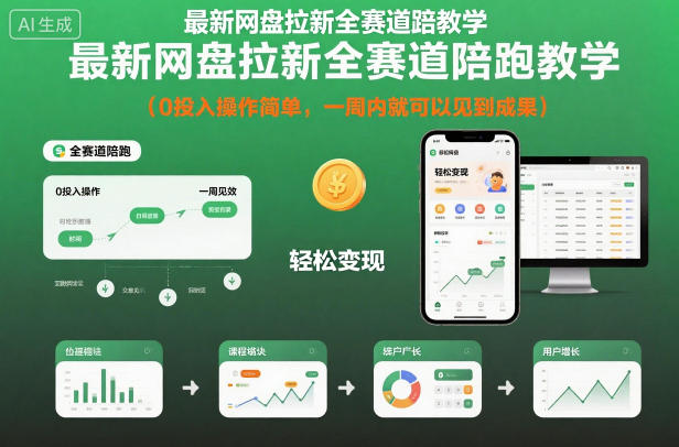 最新网盘拉新全赛道陪跑教学，0投入操作简单，一周内就可以见到成果-心语项目网
