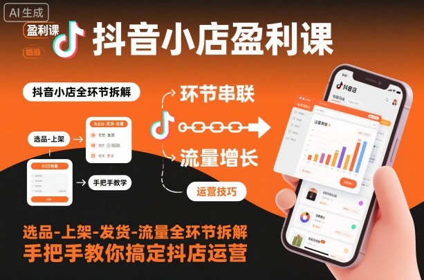 抖音小店盈利课-选品-上架-发货-流量全环节拆解，手把手教你搞定抖店运营-心语项目网