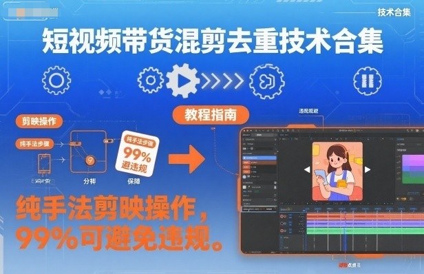 短视频带货混剪去重技术合集，纯手法剪映操作，99%可避免违规-心语项目网