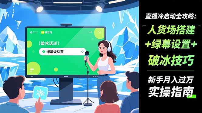 直播冷启动全攻略:人货场搭建+绿幕设置+破冰技巧，新手月入过万实操指南-心语项目网