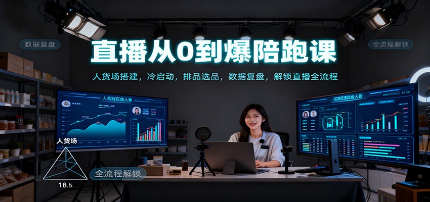 直播从0到爆陪跑课：人货场搭建，冷启动，排品选品，数据复盘，解锁直播全流程-心语项目网
